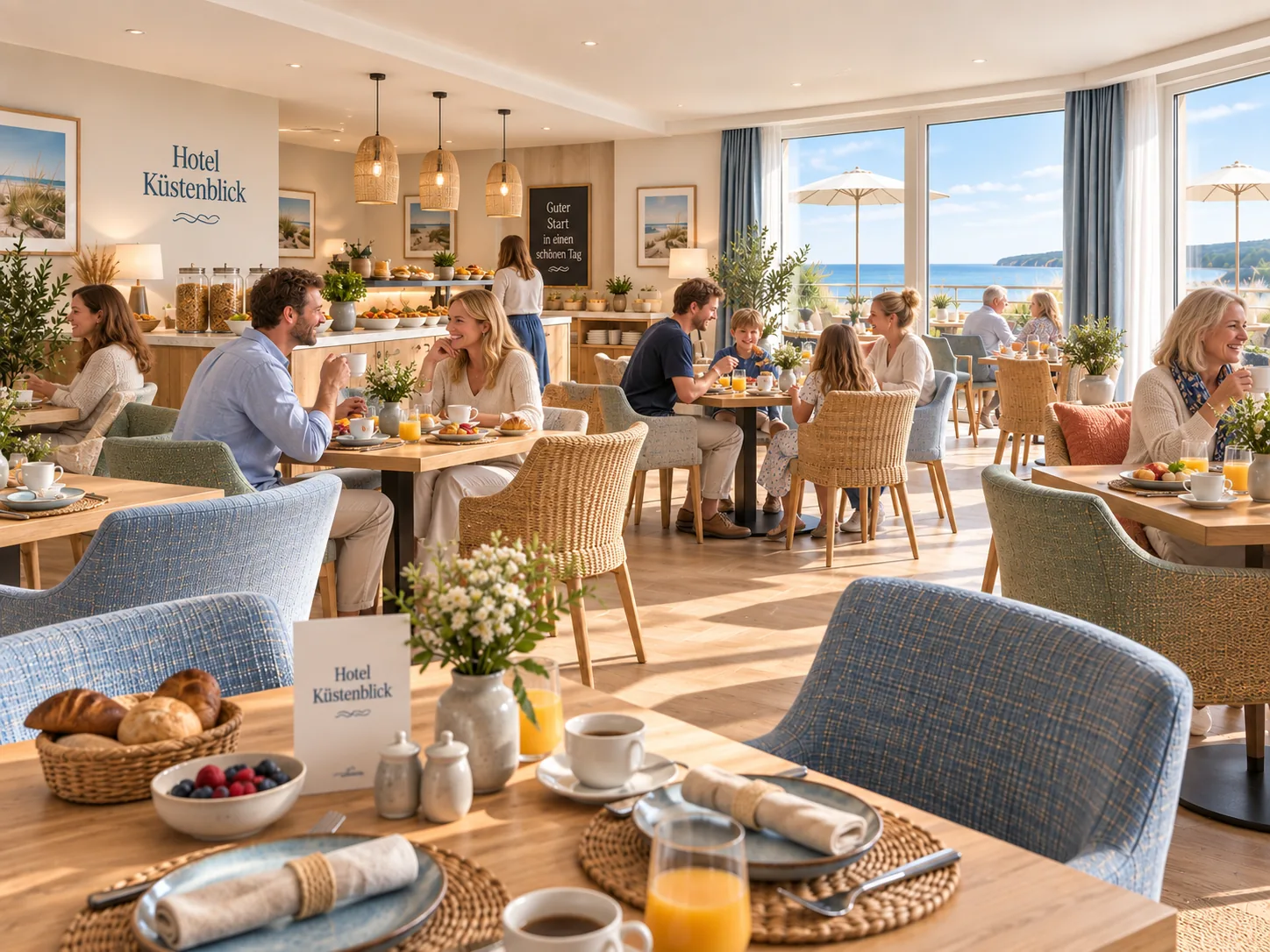 Frühstückssaal des Hotel Küstenblick mit Gästen