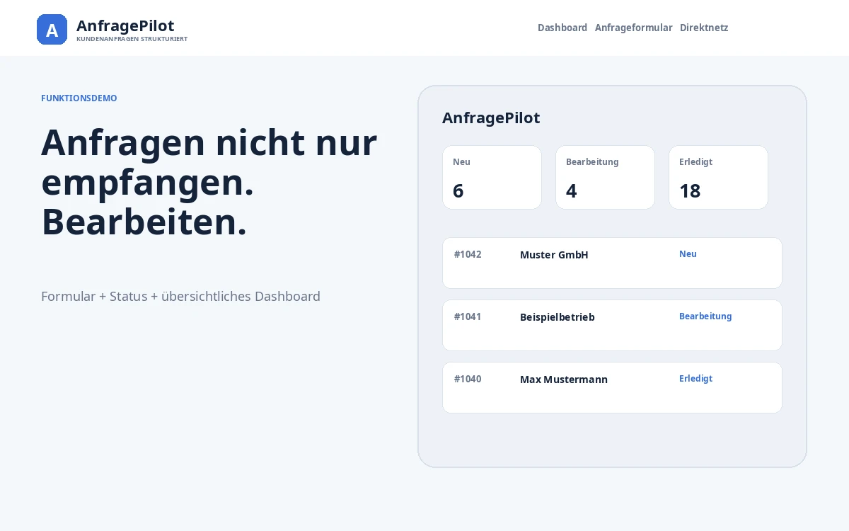 Vorschau der Demo AnfragePilot